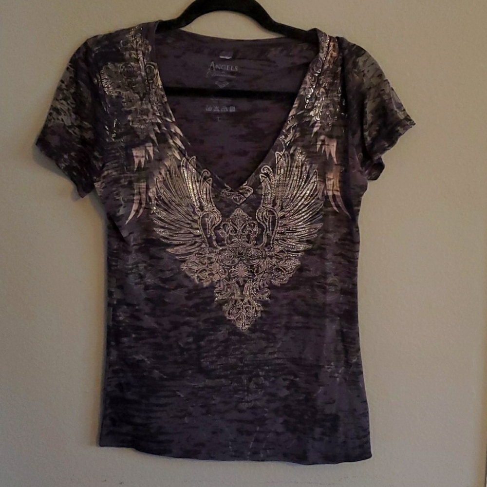 Silver and black beaded tshirt